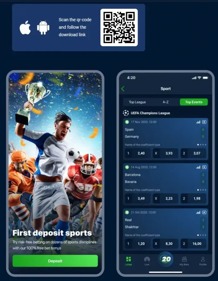 Hướng dẫn tải và cài đặt app 20bet